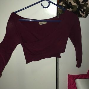 Crossed Half Sleeve Cropped Top